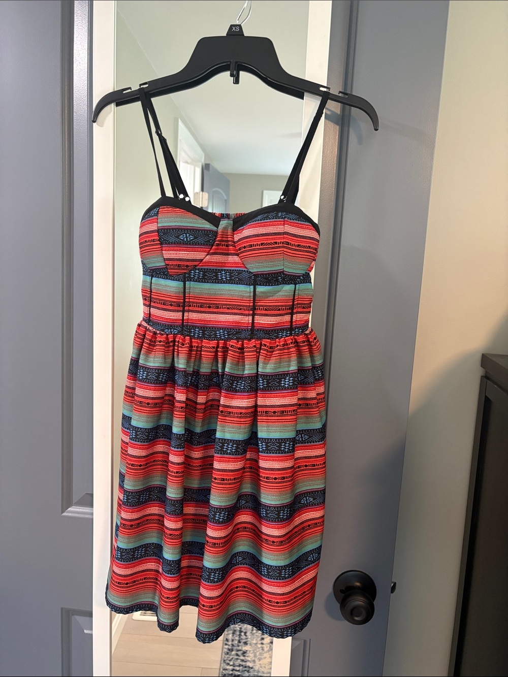 Band of Gypsies Striped Sundress in Coral, Teal & Navy